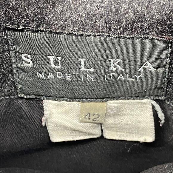 SULKA Jacket Womens 42 Quilted Wool Alpaca Nylon Reversible Barn Car Coat Gray - Picture 5 of 16